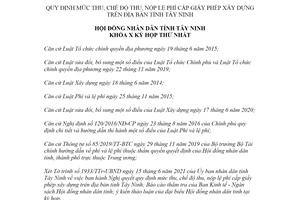 Nghị quyết 09/2021/NQ-HĐND mức thu nộp lệ phí cấp giấy phép xây dựng tỉnh Tây Ninh