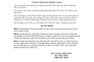 Quyết định 16/2021/QĐ-UBND phân loại ấp khóm tỉnh Cà Mau