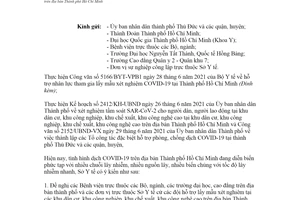 Công văn 4061/SYT-TCCB 2021 cử nhân sự tham gia lấy mẫu xét nghiệm SARS CoV 2 Hồ Chí Minh