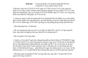 Công văn 222/SYT-NVY 2021 thực hiện giám sát người về từ vùng dịch Sở Y tế Hà Nội