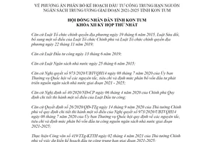 Nghị quyết 11/NQ-HĐND 2021 Phương án phân bổ kế hoạch đầu tư công trung hạn tỉnh Kon Tum