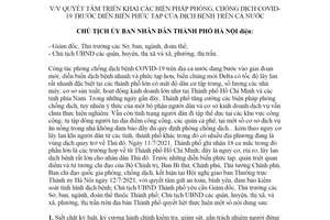 Công điện 14/CĐ-CTUBND 2021 biện pháp phòng chống COVID19 trước diễn biến phức tạp Hà Nội