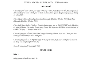Nghị quyết 73/NQ-CP 2021 mua vắc xin Sputnik V