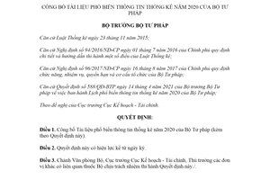Quyết định 1122/QĐ-BTP 2021 công bố Tài liệu phổ biến thông tin thống kê năm 2020