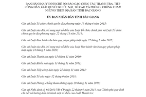 Quyết định 28/2021/QĐ-UBND chế độ báo cáo công tác thanh tra tiếp công dân tỉnh Bắc Giang