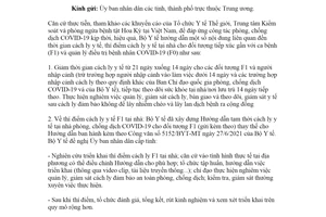 Công văn 5599/BYT-MT 2021 giảm thời gian cách ly thí điểm cách ly y tế F1 tại nhà