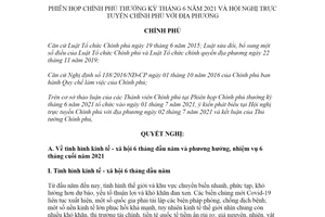 Nghị quyết 75/NQ-CP 2021 phiên họp Chính phủ thường kỳ tháng 6 Hội nghị trực tuyến với địa phương