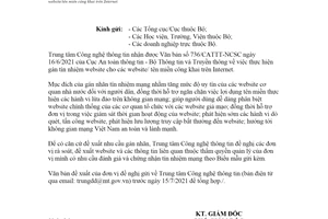 Công văn 367/TTCNTT-AT 2021 gán tín nhiệm mạng cho các website công khai trên Internet