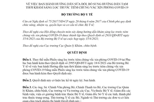 Quyết định 3445/QĐ-BYT 2021 sửa đổi Hướng dẫn tạm thời khám sàng lọc trước tiêm COVID19