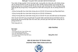 Công văn 1209/VSDTTƯ-TCQG 2021 tài liệu sổ tay Hướng dẫn thực hành tiêm chủng vắc xin COVID19