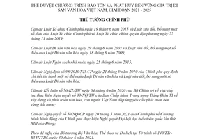 Quyết định 1230/QĐ-TTg 2021 Bảo tồn phát huy bền vững giá trị di sản văn hóa Việt Nam 2021 2025