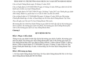 Thông tư 57/2021/TT-BTC lộ trình sắp xếp lại thị trường giao dịch chứng khoán phái sinh