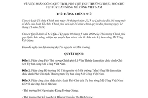 Quyết định 1231/QĐ-TTg 2021 phân công Chủ tịch Ủy ban sông Mê Công Việt Nam