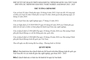 Quyết định 1232/QĐ-TTg 2021 phê duyệt Kế hoạch triển khai Khung trình độ quốc gia Việt Nam