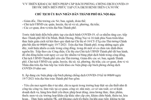 Công điện 15/CĐ-UBND 2021 biện pháp cấp bách phòng chống dịch COVID19 Hà Nội