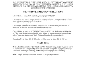 Quyết định 1781/QĐ-UBND 2021 chức năng Trung tâm Kỹ thuật Đo lường Chất lượng tỉnh Lâm Đồng