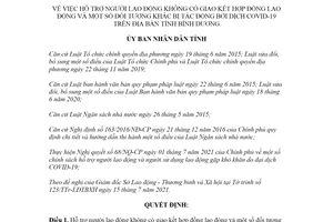 Quyết định 09/2021/QĐ-UBND hỗ trợ lao động không có giao kết hợp đồng lao động Bình Dương