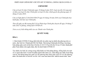 Nghị quyết 78/NQ-CP năm 2021 phiên họp Chính phủ về phòng chống dịch COVID19