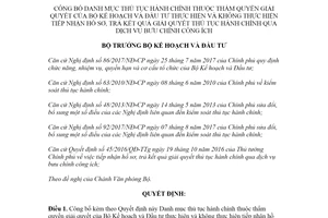 Quyết định 995/QĐ-BKHĐT 2021 Danh mục thủ tục hành chính thuộc Bộ Kế hoạch và Đầu tư