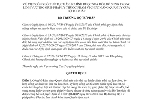 Quyết định 1170/QĐ-BTP 2021 công bố thủ tục hành chính lĩnh vực trợ giúp pháp lý