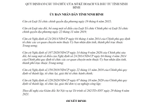 Quyết định 29/2021/QĐ-UBND cơ cấu của Sở Kế hoạch và Đầu tư tỉnh Ninh Bình