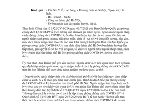 Công văn 2318/UBND-KGVX 2021 tiếp nhận giải quyết hồ sơ người nước ngoài nhập cảnh cách ly y tế Hà Nội