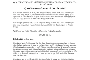 Quyết định 1038/QĐ-BTTTT 2021 chức năng nhiệm vụ quyền hạn cơ cấu tổ chức Văn phòng Bộ Thông tin