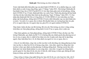 Công văn 2308/LĐTBXH-VP 2021 tăng cường phòng chống dịch COVID 19