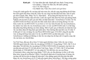 Công văn 5873/BYT-DP 2021 tiêm vắc xin Comirnaty do Pfizer sản xuất