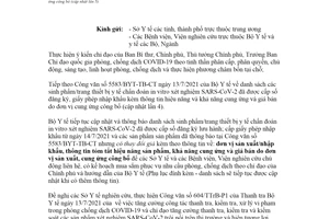 Công văn 5787/BYT-TB-CT 2021 danh sách sinh phẩm chẩn đoán in vitro xét nghiệm SARS CoV 2