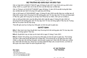 Quyết định 2453/QĐ-BGDĐT 2021 bồi dưỡng giáo viên dạy môn Tin học và Công nghệ ở Tiểu học