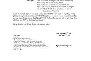 Công văn 5967/BYT-YDCT 2021 thu hồi công văn 5944/BYT-YDCT