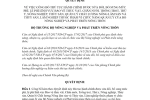 Quyết định 3279/QĐ-BNN-VP 2021 công bố thủ tục hành chính sửa đổi mức phí về Chăn nuôi Thú y