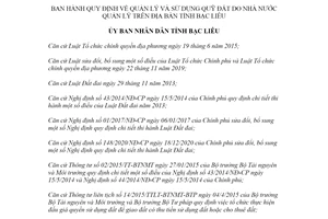 Quyết định 25/2021/QĐ-UBND quản lý quỹ đất do Nhà nước quản lý tỉnh Bạc Liêu