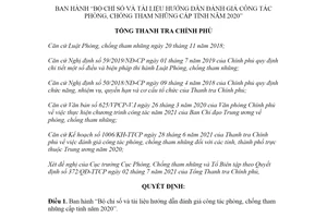 Quyết định 399/QĐ-TTCP 2021 Bộ chỉ số đánh giá công tác phòng chống tham nhũng cấp tỉnh 2020