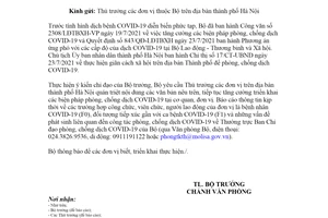 Công văn 2383/LĐTBXH-VP 2021 tăng cường phòng chống dịch COVID 19