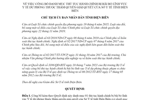 Quyết định 1308/QĐ-UBND 2021 danh mục thủ tục hành chính Y tế dự phòng Sở Y tế tỉnh Điện Biên