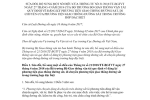 Thông tư 13/2021/TT-BGTVT sửa đổi Thông tư 21/2018/TT-BGTVT