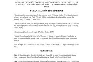 Quyết định 37/2021/QĐ-UBND quản lý người giữ chức danh chức vụ tại doanh nghiệp Bình Định