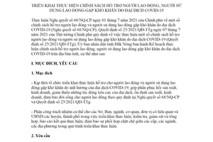 Kế hoạch 475/KH-UBND 2021 hỗ trợ người lao động gặp khó khăn do đại dịch COVID 19 Đắk Nông