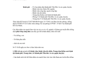 Công văn 5008/SYT-NVY 2021 lập danh sách thân nhân của người tham gia chống dịch Hồ Chí Minh