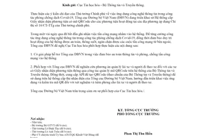 Công văn 5247/TCĐBVN-VT 2021 phối hợp ứng dụng công nghệ thông tin phòng chống Covid 19