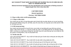 Quy chuẩn kỹ thuật quốc gia QCVN 02-35:2021/BNNPTNT về Phân cấp và đóng tàu cá có chiều dài lớn nhất từ 12 mét đến dưới 24 mét