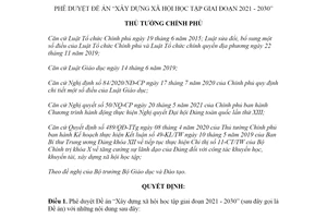 Quyết định 1373/QĐ-TTg 2021 Xây dựng xã hội học tập giai đoạn 2021 2030