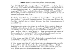 Công văn 586/AIDS-ĐT 2021 tiêm chủng vắc xin phòng COVID 19 cho người nhiễm HIV