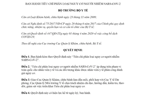 Quyết định 3646/QĐ-BYT 2021 Tiêu chí phân loại nguy cơ người nhiễm SARS CoV 2