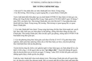 Công điện 1063/CĐ-TTg 2021 phòng chống dịch Covid19