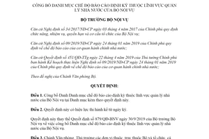 Quyết định 843/QĐ-BNV 2021 công bố Danh mục chế độ báo cáo định kỳ thuộc lĩnh vực quản lý nhà nước