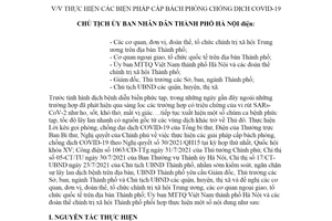 Công điện 17/CĐ-UBND 2021 thực hiện biện pháp phòng chống dịch COVID 19 Hà Nội