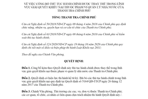 Quyết định 424/QĐ-TTCP 2021 công bố thủ tục hành chính lĩnh vực giải quyết khiếu nại